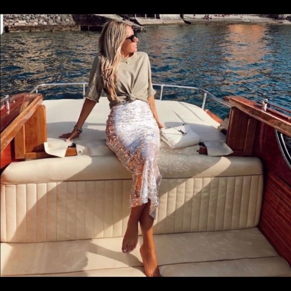 Zara sequin pencil skirt white xsmall bloggers - Picture 3 of 8